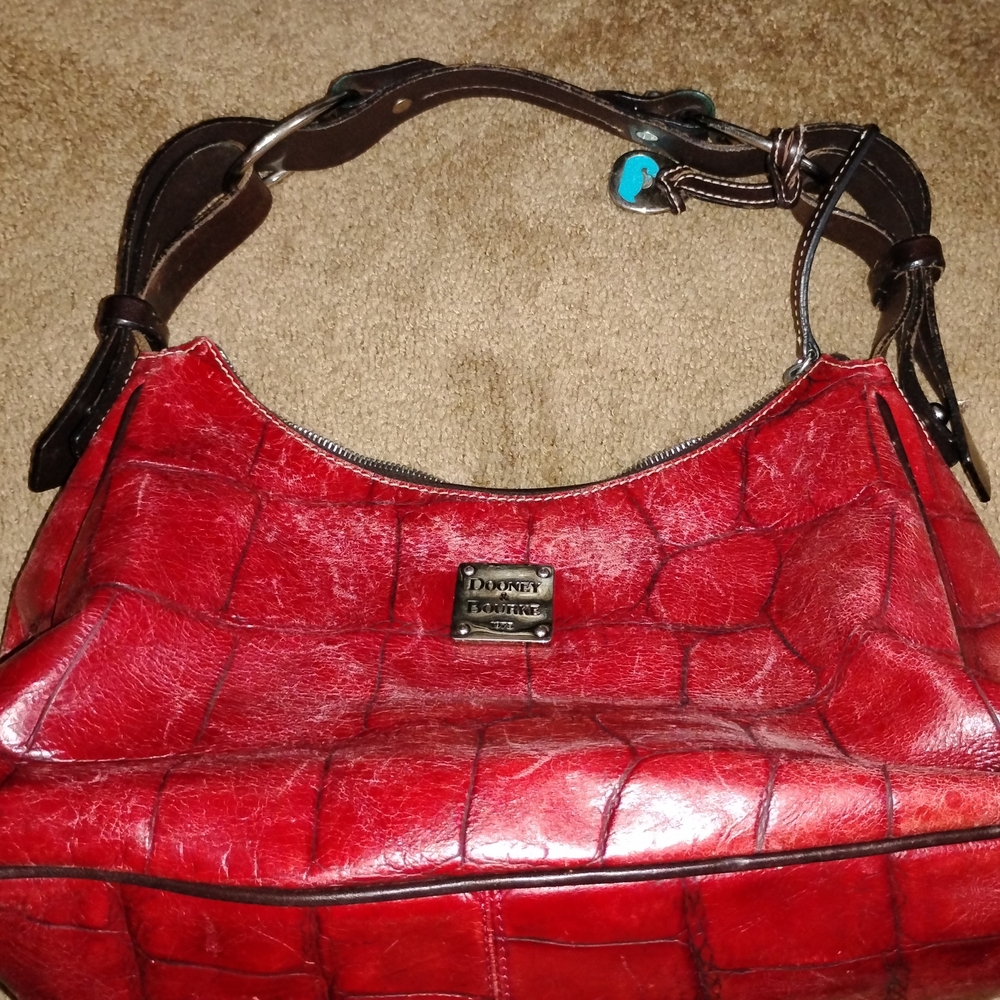 Dooney & Bourke Red Croc-Embossed Leather Shoulder Bag
